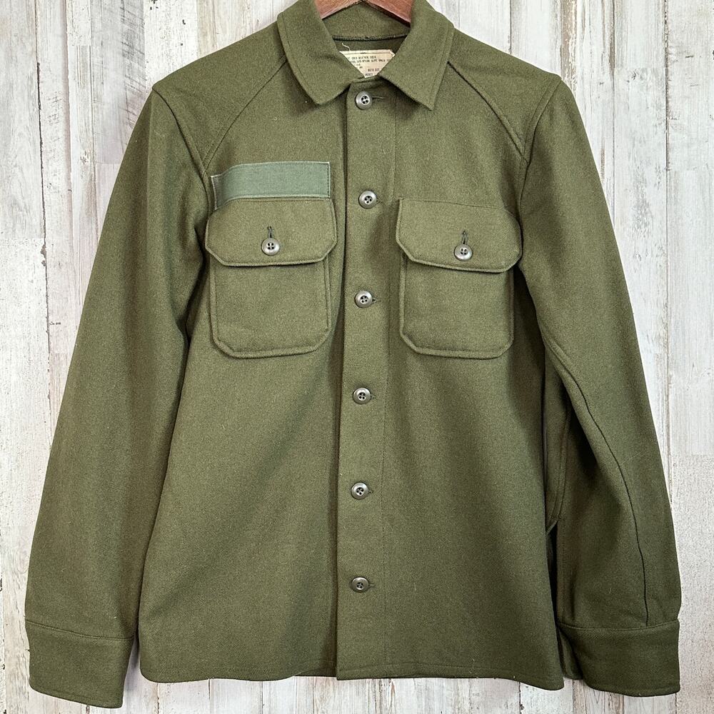 Vintage Army Cold Weather Field Shirt XS Green USA 1970s Wool Jacket EUC